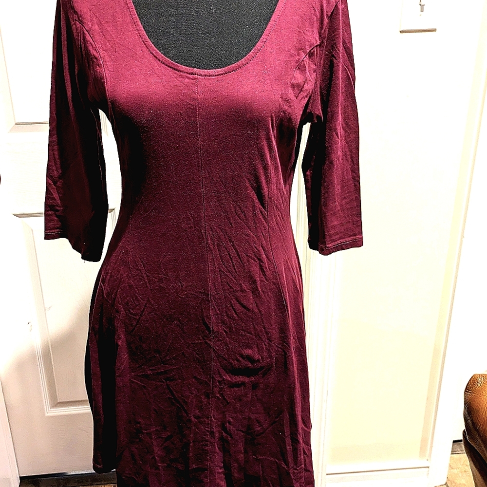 A burgundy dress
